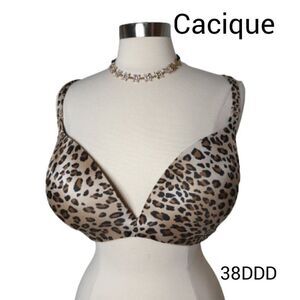 Cacique 38DDD Bra Perfect Shape Lightly Lined Plunge Underwire Convertible 38F